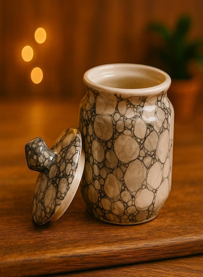 Kunhar Ceramic Jar 600ML Black Luster - Handcrafted Multipurpose Container with Lid for Pickle Chutney Spices Salt Sugar Kitchen Storage - Image 2